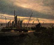 Caspar David Friedrich Schiffe im Hafen am Abend oil painting artist